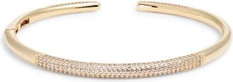 Nordstrom Pav&eacute; Cubic Zirconia Cuff Bracelet in Clear- Gold at Nordstrom