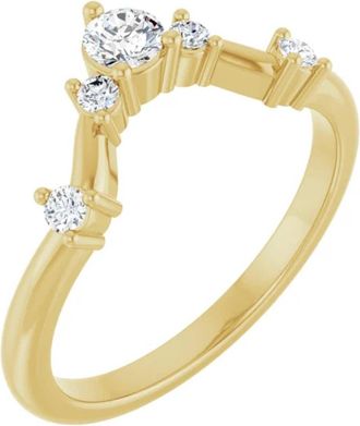 Pompeii3 1/2Ct Diamond V Shape Contour Wedding Guard Ring Lab Grown 14k Gold
