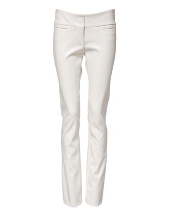 Dolce & Gabbana Womens White Polyurethane High Waist Tapered Pants Viscose