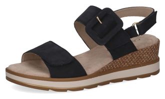 Caprice Keilsandalette CAPRICE, Damen, Gr. 38, blau (dunkelblau), Nubukleder, Schuhe Keilsandalette, Sommerschuh, Riemchensandale in bequemer Weite