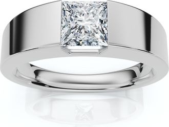 Pompeii3 Mens 1Ct Princess Cut Diamond Wedding Anniversary Ring 14k Gold or Pt Lab Grown