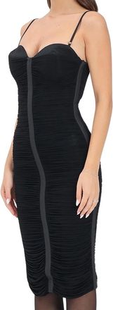 Elisabetta Franchi Ruched Lycra Midi Dress With Sweetheart Neckline