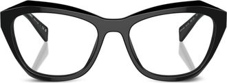 Prada logo-engraved geometric-frame glasses - women - Acetate - 52 - Black