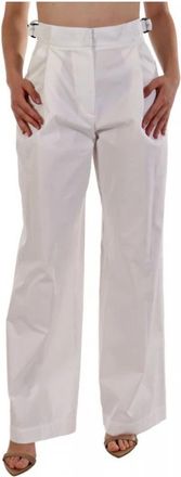 Emporio Armani Wide Leg Katoenen Broek - Dames - Wijde Broeken - Wit - 2XL - Katoen - Broeken