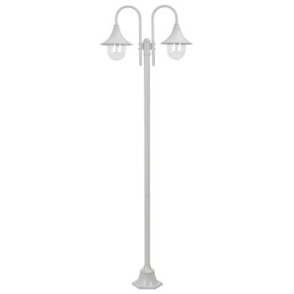 Berkfield Home Garden Post Light E27 220 cm Aluminium 2-Lantern White