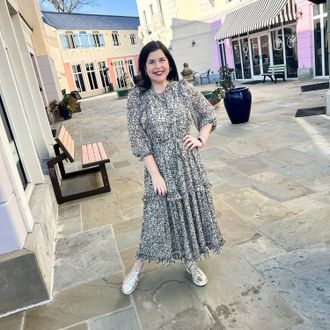 Merci 3/4 Sleeve Midi Leopard Dress In Grey
