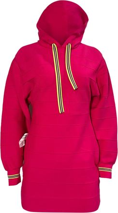 Hérve Léger Bandage Hooded Mini Sweater Dress in Pink Polyester