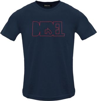 Diesel Heren Logo Outline T-Shirt (Totale Verduistering)