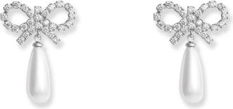Self Portrait Crystal Bow Pearl Earrings - Dames - Oorbellen - Wit - ONE Size - Accessoires