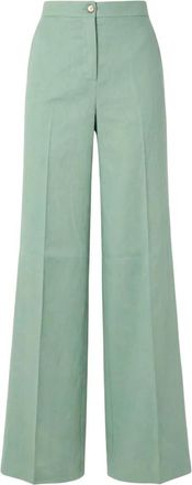 Pinko Jacopone Pantalone - Dames - Wijde Broeken - Groen - M - Leer - Broeken