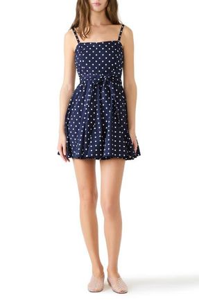 Steve Madden Dasia Polka Dot Stretch Cotton Minidress in Sailor Blue at Nordstrom, Size Xx-Large