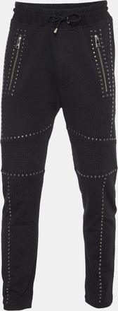 Roberto Cavalli Robert Cavalli Black Cotton Knit Embellished Track Pants