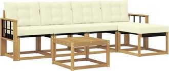 vidaXL Conjunto De Sof&aacute;s De Exterior 6 Uds. Blanco Y Crema Vidaxl