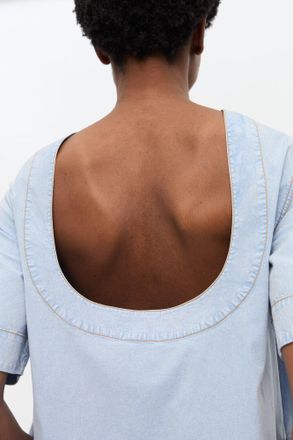 Ganni Blue Light A-line Mini Denim Dress - Size 34 Organic Cotton