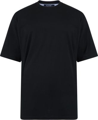 KAM Mens Big Size Pure Cotton/Cotton Rich Plain Tee Shirt in Black in 5XL