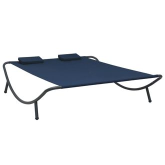 vidaXL Tumbona De Exterior De Tela Azul Vidaxl