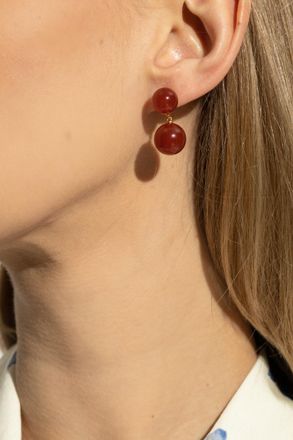 LI&Eacute; STUDIO Earrings With Carnelian Stone, Womens, Red
