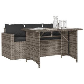 Berkfield Home Beautiful 2 Piece Garden Dining Set with Cushions Grey Poly Rattan