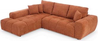 Oviala Sof&aacute; esquinero izquierdo de 3 plazas con chaise longue, terracota