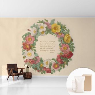 Tulup Tapete Vliestapete Mit Kleber F&uuml;r Wohnzimmer Schlafzimmer K&uuml;che - Wanddekoration Blumenkranz 416x254 Cm