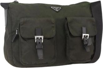 Prada Pre-owned Cross Body Bags, female, Green, Size: ONE SIZE Pre-owned Nylon Shoulder Bag