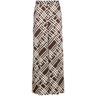 Liu Jo Geometric-Pattern Wide Leg Trousers - female - Liu Jo - Wide Trousers - Brown - XS - Trousers