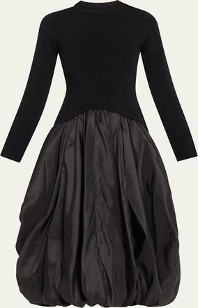 SIMKHAI Kenlie Long-Sleeve Bubble Midi Dress