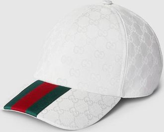 Gucci GG Canvas Baseball Hat, Size XXL, White, Original GG Fabric