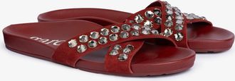 Pedro Garcia Red suede crystal flat slide | Analis | Fall-winter 26 |
