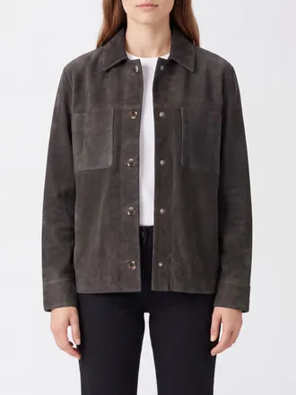 Max Mara S Max Mara Giacca a camicia in pelle scamosciata con tasche a toppa