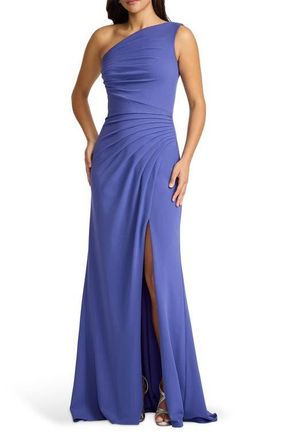Tadashi Shoji Pleated One-Shoulder Crepe Gown in Violet at Nordstrom, Size X-Small