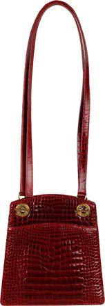 Gucci Pre-owned Womens Vintage Exotic Leather Crossbody Bag - 80s - Burgundy - One Size