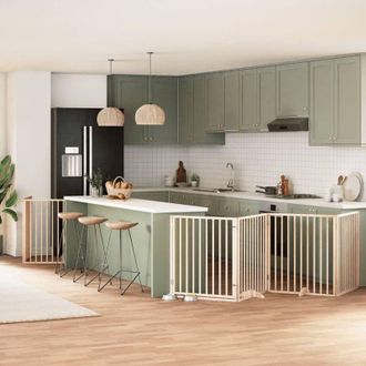 vidaXL Puerta Para Perros Plegable 10 Paneles Madera De &Aacute;lamo 800 Cm Vidaxl