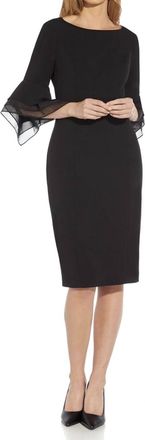 Adrianna Papell Knit Crepe Tiered Sleeve Dress In Black