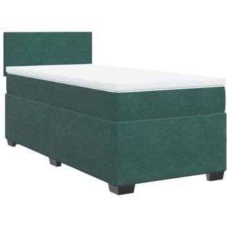 vidaXL Cama Box Spring Con Colch&oacute;n Terciopelo Verde Oscuro 80x200 Cm Vidaxl