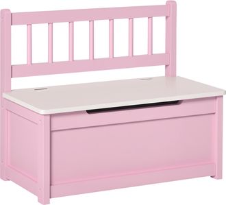 OEM Banco Almacenaje Para Ni&ntilde;os Con Respaldo Y Tapa Amortiguadora Carga 40 Kg Para Salas De Juego 60x30x50 Cm Rosa Y Blanco