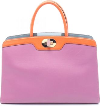 Bulgari Orange Purple Leather Tote Bag (Pre-Owned)