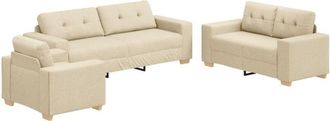 vidaXL Vidaxl - Sofa Set with Cushion with Pillow 3 pcs Cream Fabric