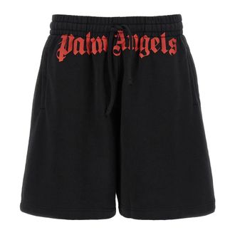 Palm Angels Training Shorts, male, Black, Size: 2XL Waist Logo Sweatshorts