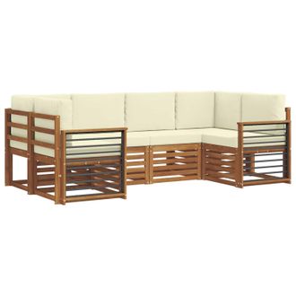 vidaXL Conjunto De Sof&aacute; Seccional Con Coj&iacute;n 6 Pcs Natural Y Crema Vidaxl