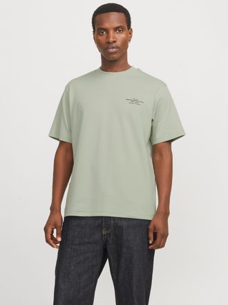 Jack & Jones Rundhalsshirt JACK & JONES JPRBLACHAD BRANDING SS CREW NECK TEE SN, Herren, Gr. M, blau (aqua gray), Jersey, Obermaterial: 95% Baumwolle, 5% Elasthan,