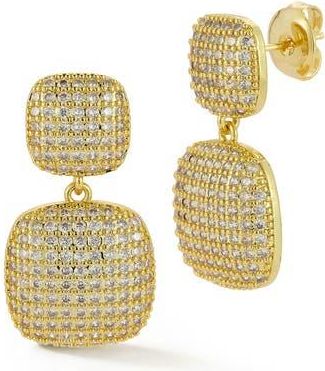 Glaze Jewelry Pav&eacute; Cubic Zirconia Cushion Drop Earrings in Gold at Nordstrom Rack