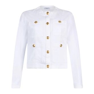 Liu Jo Denim Jackets, female, White, Size: S Jacket with logo buttons