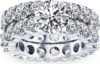 Pompeii3 9 1/2ct Diamond Eternity Engagement Ring Wedding Set 14k White Gold Lab Grown