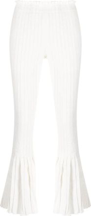 sacai pleated cropped trousers - women - Polyurethane/Polyester/Cotton - 1 - White