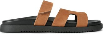 Steve Madden Womens Suede Missile E 235 Sliders - Camel