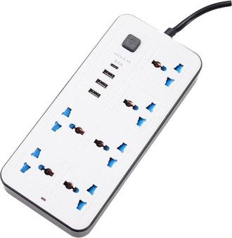 OEM Regleta Universal Con Cable Alargador De 2 Metros, Puertos Usb-c Y Usb, Color Blanco