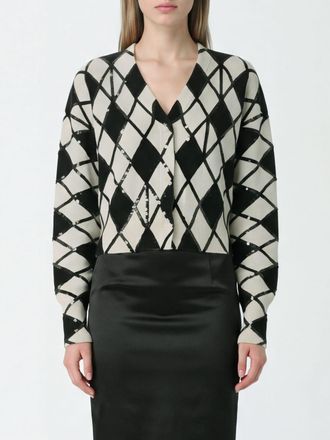 Blumarine Cardigan in lana e cashmere con motivo a rombi e paillettes