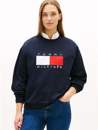 Tommy Hilfiger Womens Flag Logo Sweatshirt - Navy - XXL