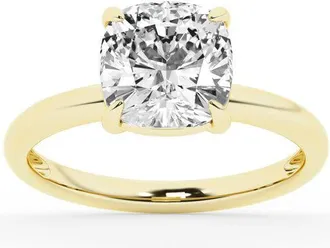 Grown Brilliance Lab Grown Diamond Engagement Ring in 10K Yellow Gold, 3 Carat Cushion Cut Solitaire, Ring Size 7